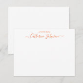Chic Script Calligraphy A Note from Herbst Orange Mitteilungskarte (Vorne/Hinten)