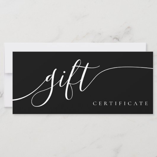 Chic Script Calligraphy Black Gift Certificate (Vorderseite)