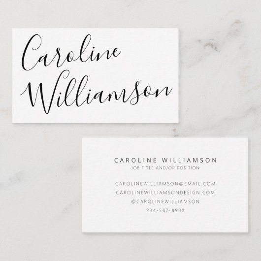 Chic Script Calligraphy Elegant Modernes Monogramm Visitenkarte (Vorne/Hinten)