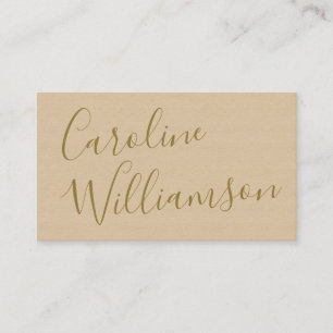 Chic Script Calligraphy Elegant Textured Taupe Tan Visitenkarte