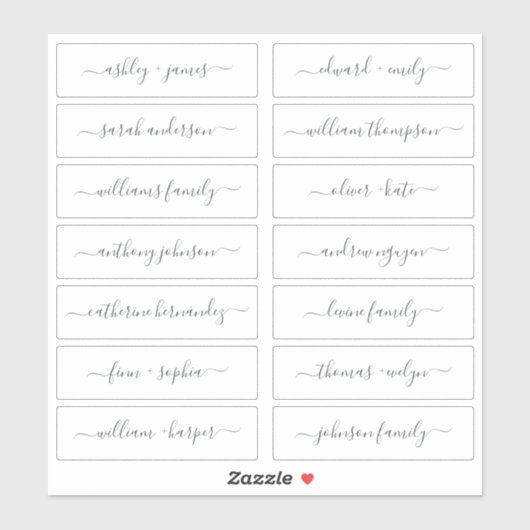 Chic Script Calligraphy Guest Names Labels (Blatt)