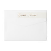 Chic Script Cream Gold Wedding Rücksendeadresse (Rückseite)