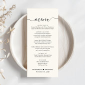 Chic Script Cream Wedding Reception Menükarte