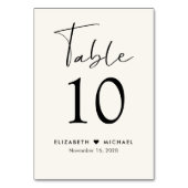 Chic Script Cream Wedding Reception Tischnummer (Rückseite)
