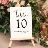 Chic Script Cream Wedding Reception Tischnummer