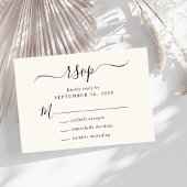 Chic Script Cream Wedding RSVP Karte