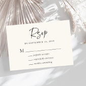 Chic Script Cream Wedding RSVP Karte