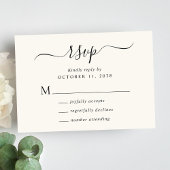 Chic Script Cream Wedding RSVP Karte