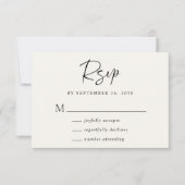 Chic Script Cream Wedding RSVP Karte (Vorderseite)