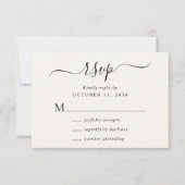 Chic Script Cream Wedding RSVP Karte (Vorderseite)