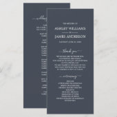 Chic Script Dark Blue Einfache Minimal Hochzeit Programm (Vorne/Hinten)