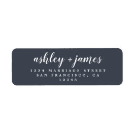 Chic Script Dark Blue Wedding Rücksendeadresse