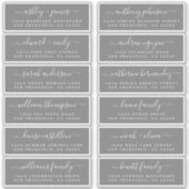 Chic Script Dark Gray Wedding Guest Address Labels (Vorderseite)