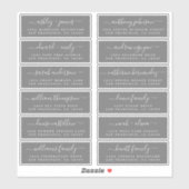 Chic Script Dark Gray Wedding Guest Address Labels (Blatt)
