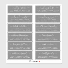 Chic Script Dark Gray Wedding Guest Address Labels