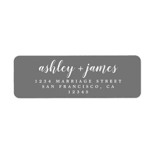 Chic Script Dark Gray Wedding Rücksendeadresse (Vorne)