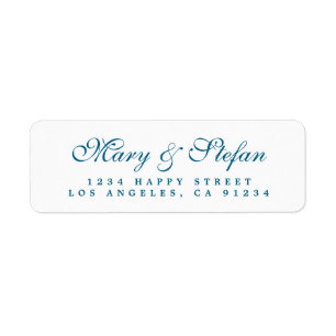 Chic Script Dodger Blue Wedding Rücksendeadresse