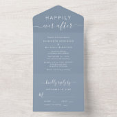 Chic Script Dusty Blue Wedding All In One Einladung (Innen Boden)
