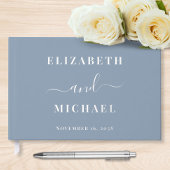 Chic Script Dusty Blue Wedding Gästebuch