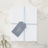 Chic Script Dusty Blue Wedding Geschenkanhänger (Mit Garn)