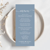 Chic Script Dusty Blue Wedding Menükarte