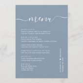 Chic Script Dusty Blue Wedding Reception Menükarte (Vorderseite)
