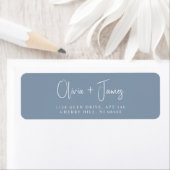 Chic Script Dusty Blue Wedding Rücksendeadresse (Insitu)