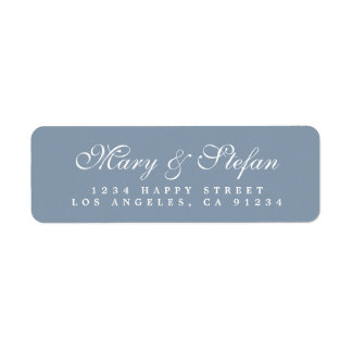 Chic Script Dusty Blue Wedding Rücksendeadresse