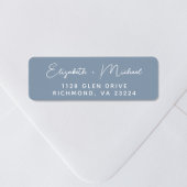 Chic Script Dusty Blue Wedding Rücksendeadresse