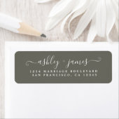 Chic Script Dusty Olive Wedding Rücksendeadresse (Insitu)