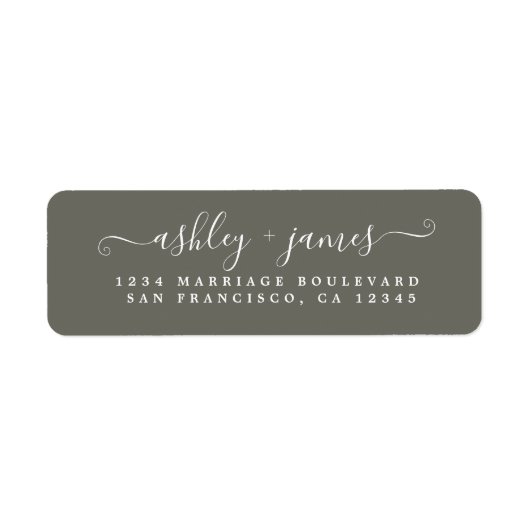 Chic Script Dusty Olive Wedding Rücksendeadresse (Vorne)