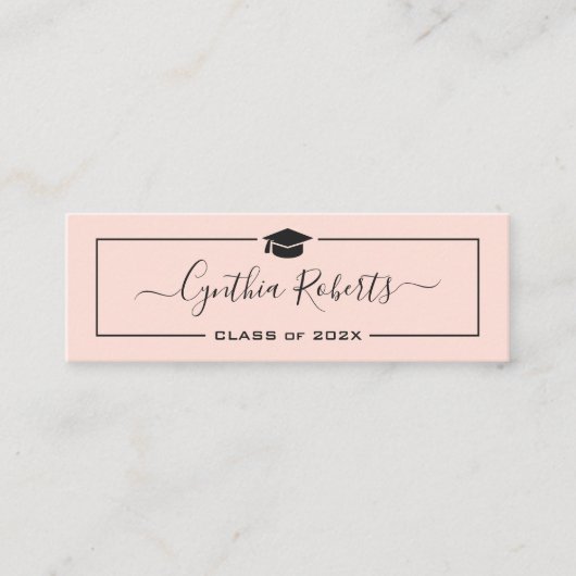 Chic Script Dusty Rose Pink Abschluss Mini Visitenkarte (Vorderseite)