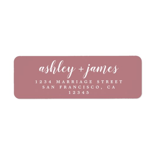 Chic Script Dusty Rose Wedding Rücksendeadresse (Vorne)