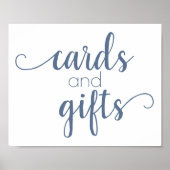 Chic Script | Dusty Slate Blue Card und Gift Sign Poster (Vorne)
