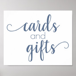 Chic Script | Dusty Slate Blue Card und Gift Sign Poster