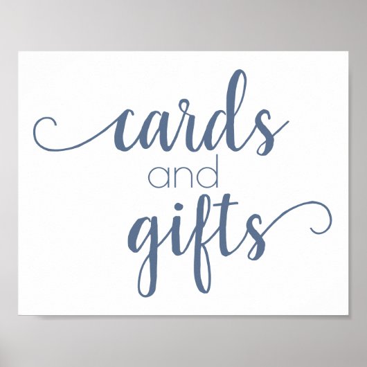 Chic Script | Dusty Slate Blue Card und Gift Sign Poster (Vorne)