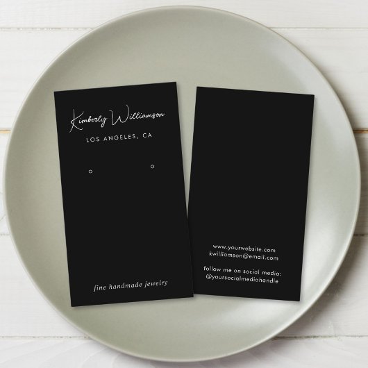Chic Script Earring Black Juwelier Display Card Visitenkarte