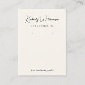 Chic Script Earring Cream Juwelier Display Card Visitenkarte (Vorderseite)