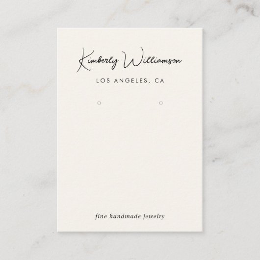 Chic Script Earring Cream Juwelier Display Card Visitenkarte (Vorderseite)