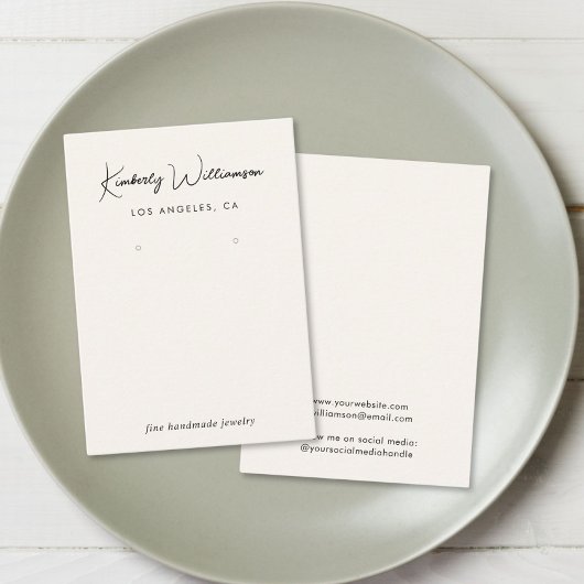 Chic Script Earring Cream Juwelier Display Card Visitenkarte