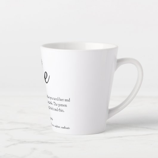 Chic Script Ehefrau Definition Schwarz und Weiß Sp Milchtasse (Rechts)