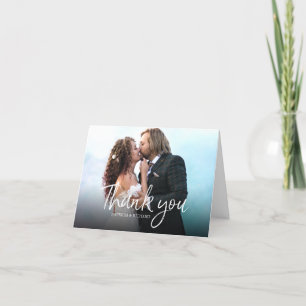 Chic Script Einfache Elegante Hochzeit Danke Foto