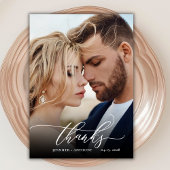 Chic Script Elegant 2 Foto Hochzeit Danke Karte