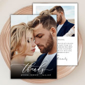 Chic Script Elegant 2 Foto Hochzeit Danke Karte