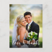 Chic Script Elegant Wedding Danke Foto Postkarte (Vorderseite)