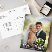 Chic Script Elegant Wedding Danke Foto Postkarte