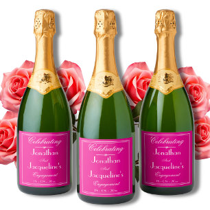 Chic Script-Elegante Magenta Schaumweinetikett