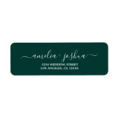 Chic Script Emerald Green Wedding Rücksendeadresse (Vorne)