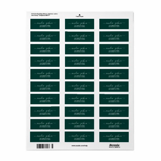 Chic Script Emerald Green Wedding Rücksendeadresse (Vorne)