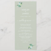 Chic Script Eucalyptus Foliage Green Wedding Menükarte (Vorderseite)